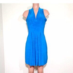 Catherine Malandrino Jeri Dress Azure Blue Jersey Sleeveless Pleated